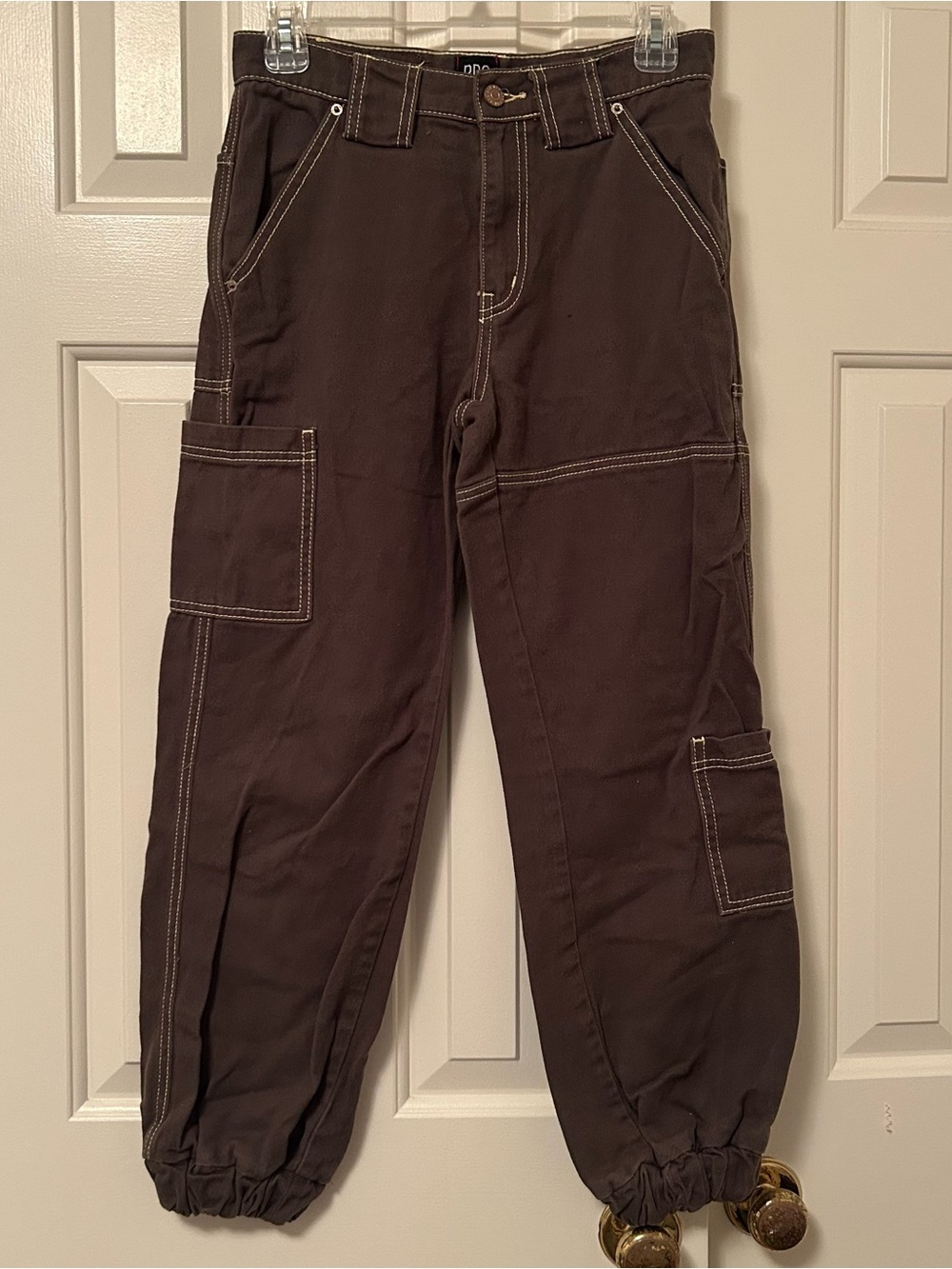 BDG Urban Outfitters Brown Cotton Twill Jogger Pants Button Women's Size 25 in